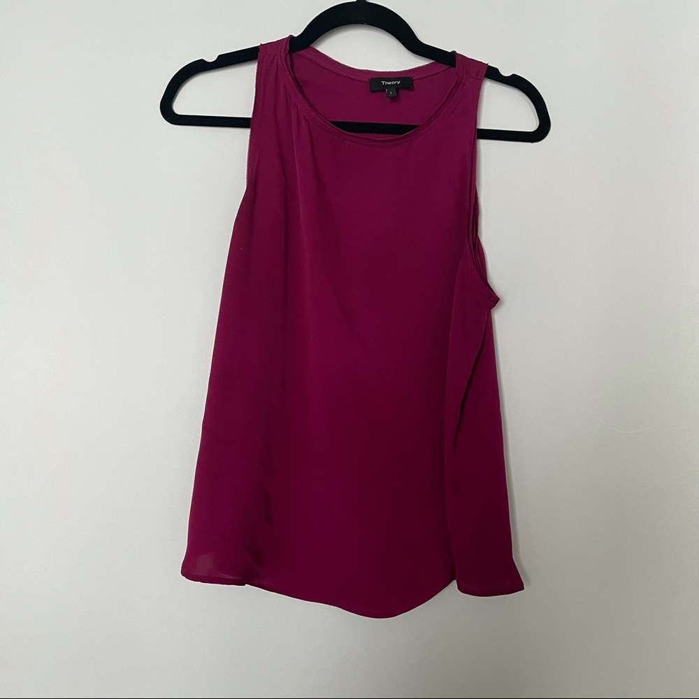 Theory Magenta Silk Tank Top